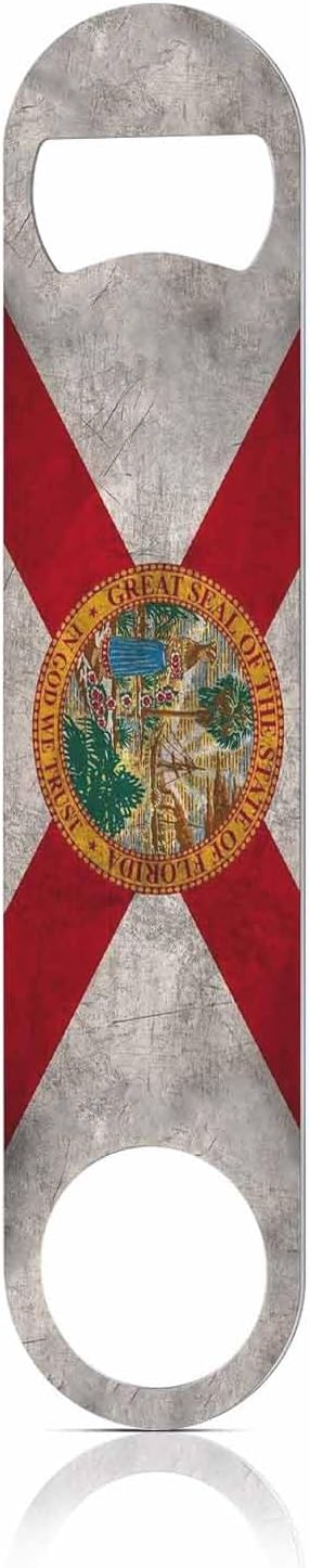 Florida State Flag Stainless Steel Bottle Opener Dirty Florida 3D Waving Flag by TASDANA
