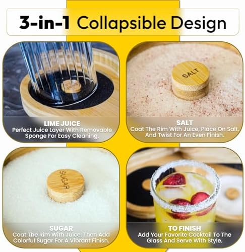 Margarita Salt Rimmer Set - 3 Tier Bamboo Cocktail Rimmer with 6