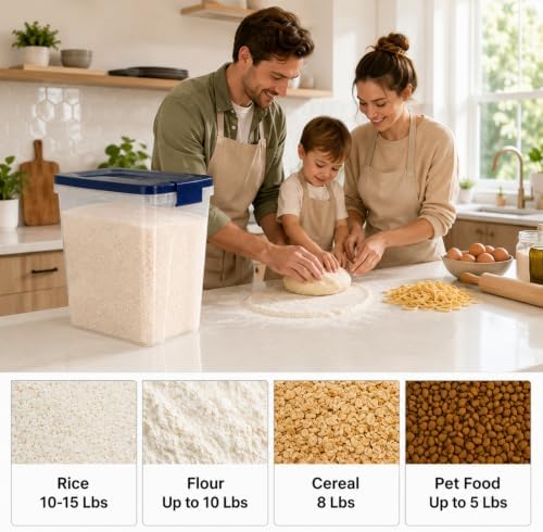 5-10 Lbs Airtight Cat Dog Food Storage Container, 8QT Compact Pet Food