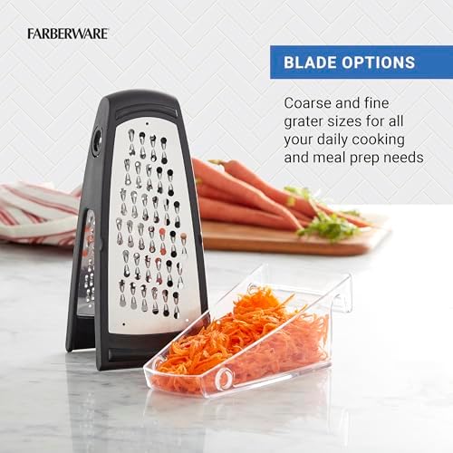 Farberware Box Grater with Container, Stainless Steel