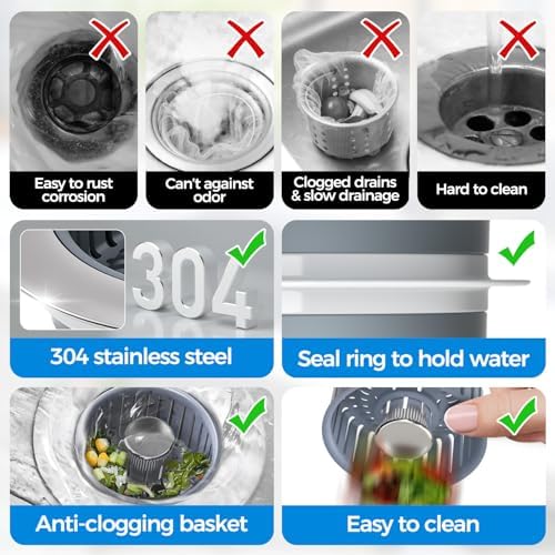 zaa 3 in 1 Kitchen Sink Stopper Strainer, 2 Pack