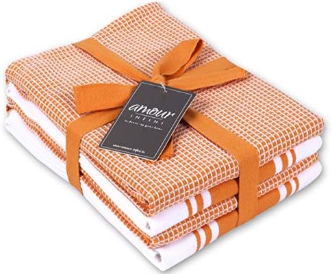 AMOUR INFINI Cotton Kitchen Towels - Set of 4 Highly Absorbent, Ultra