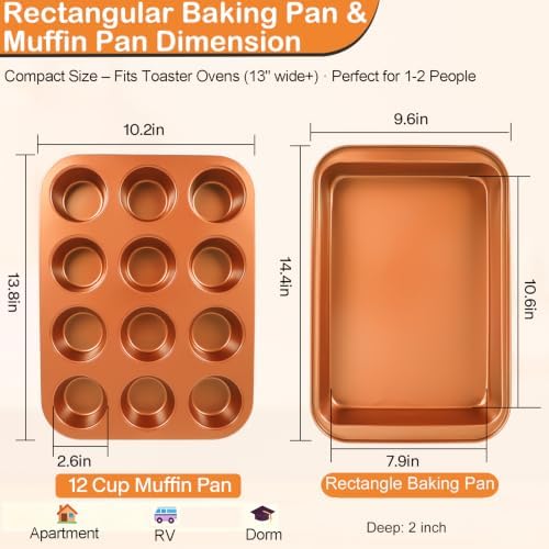 Baking Pans Set 6-Pieces, Non Stick Bakeware Sets for Baker, Golden