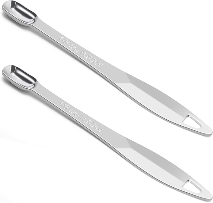 2 Pcs 1/8 Teaspoon Stainless Steel Single Measuring Spoon, Long Handle Metal by AUOIKKHOMEGARDEN
