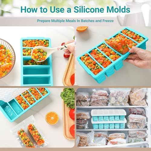 1/2 Cup Silicone Freezer Molds with Lid, 2-Pack Silicone Freezer Trays