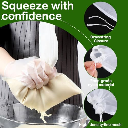 Reusable Fine Mesh Strainer Bag | 6PCS Nylon Filter Bags for Nut Milk