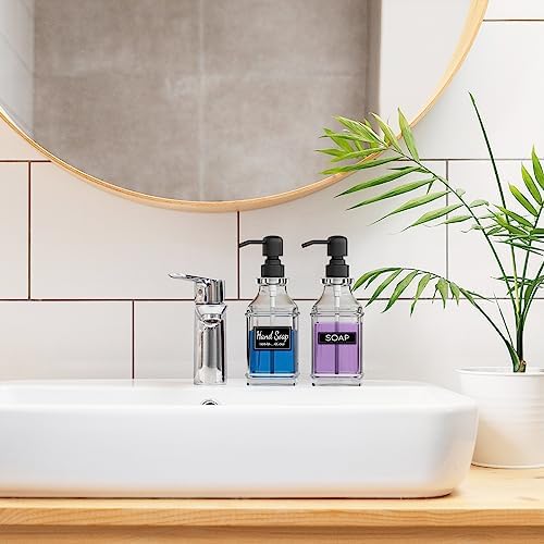 LMQML 2 Pack Glass Soap Dispensers with Tray