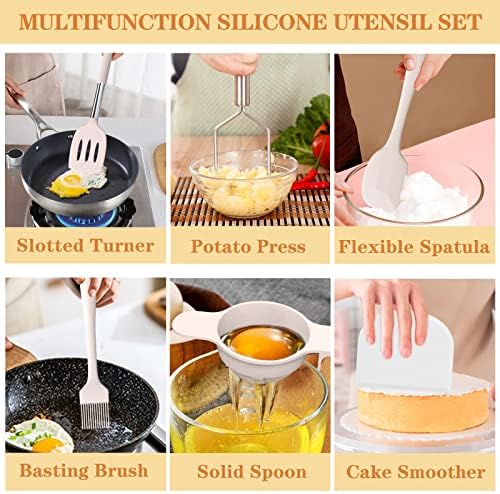 Umite Chef Silicone Cooking Utensil Set, 43 PCS Khaki