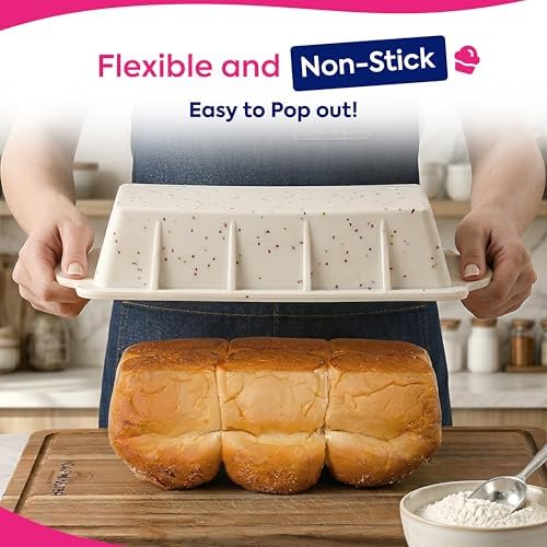 RICCLE Silicone Bread Loaf Pan 2 Pc, 9.5x5 inch inch Banana Bread Loaf
