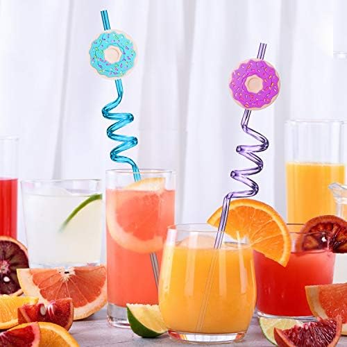 24 Reusable Donut Straws for Birthday Party Supplies | Party Favors