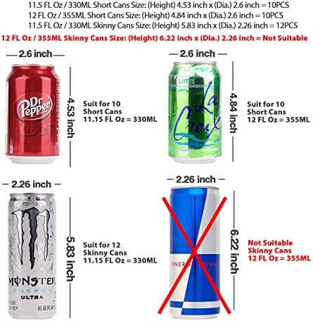 FIFO Rolling Soda Can Organizer for Fridge, Holds 10 Cans