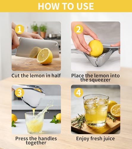 Silver Manual Lemon Squeezer, Handheld Citrus Press