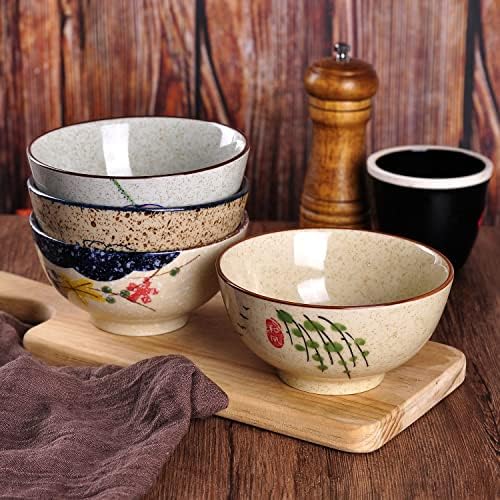WHJY 4.5 inch Set in 4 Retro Chinese Japanese Creative Hand-painted