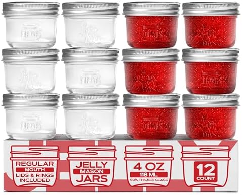 FORJARS® 4oz Mason Jars with Lids, 12-Pack