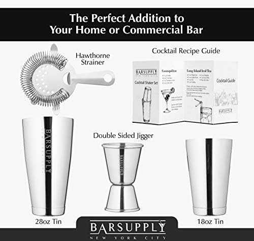 Boston Cocktail Shaker Set | 4-Piece Bar Set | Stainless Steel 304