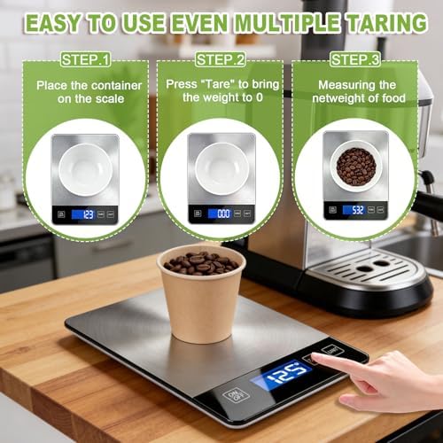 Digital Kitchen Scale, 33lb Food Scale Precisely Measures Grams and