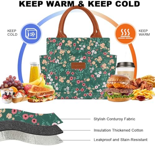 Joymee Lunch Bag Women Insulated With Bottle Holder -Corduroy