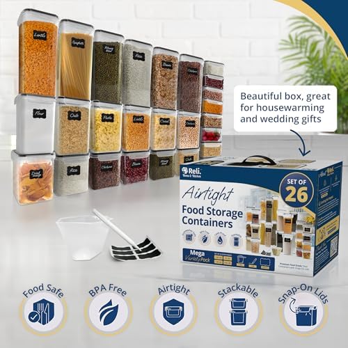 Reli. Pantry Organizers and Storage | Food Containers with Lids (26 Sets)