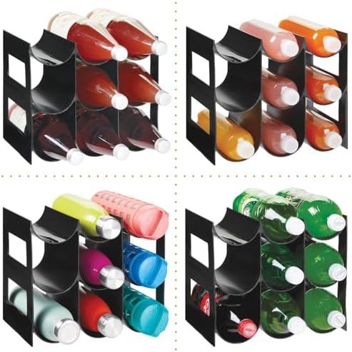 mDesign Plastic Water Bottle Organization/Wine Rack Storage Organizer
