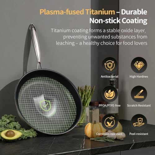 3pc Non Stick Frying Pans Stainless Steel Frying Pan Set 8"+10"+12"