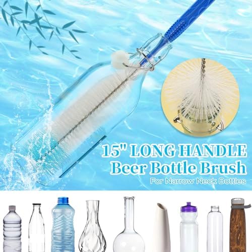 6 Pack Bottle Brush Narrow Neck Cleaning Set, Stainless Steel Cleaner