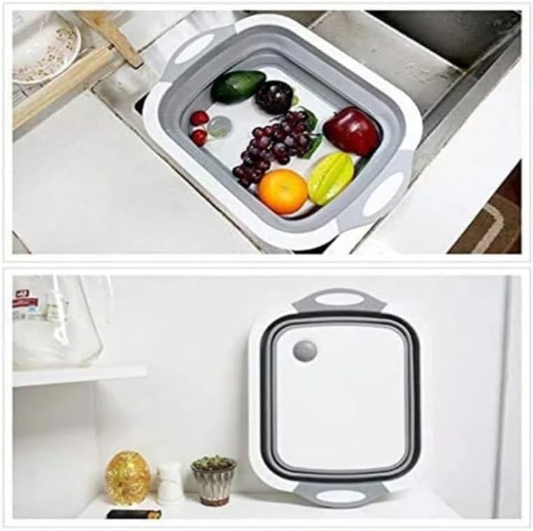 Collapsible Colander and Cutting Board - 2 Piece Round Space Saving