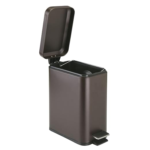 mDesign Small Modern 1.3 Gallon Rectangle Metal Lidded Step Trash Can, Compact - Image 7