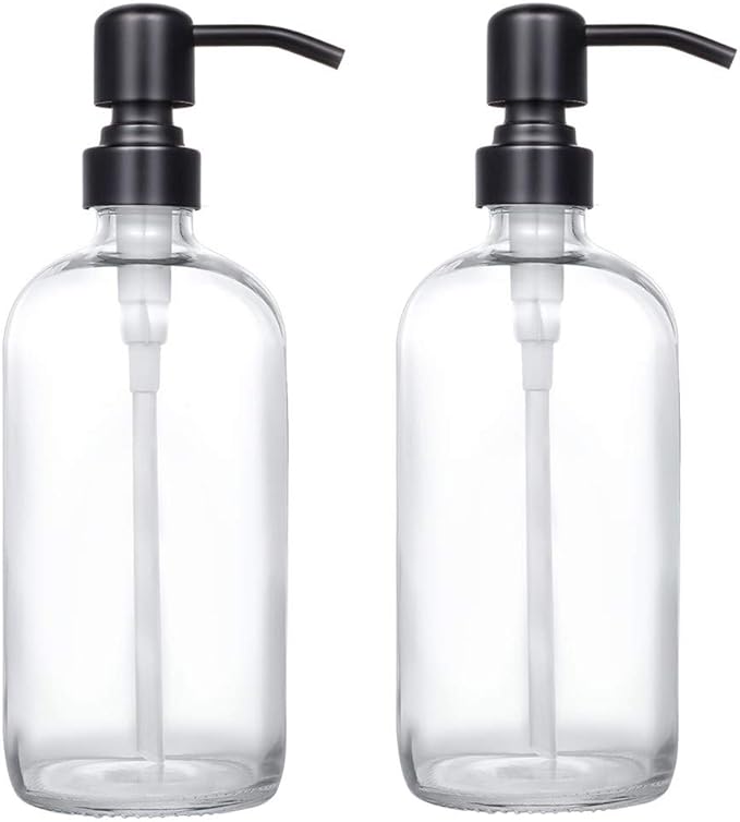 2 Pack Thick Clear Glass Pint Jar Soap Dispenser by Unknown