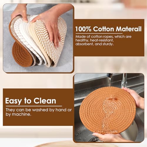 6 Pcs 9.6 Inch Trivets for Hot Dishes with with Storage Basket, Hot