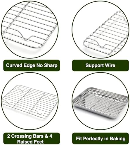 Aspire Stainless Steel Baking Sheet Pan Tray Set with Rack