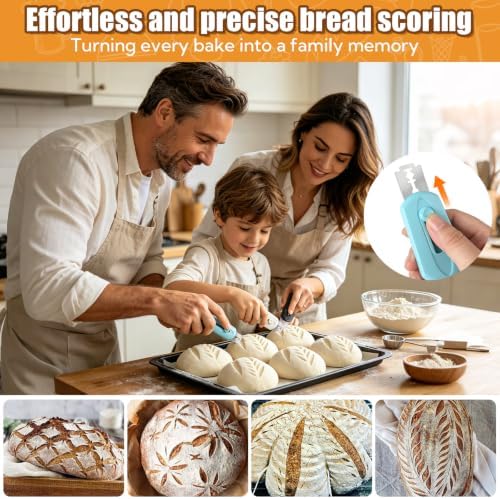 VZZNN 4 Pack Bread Lame Set with Ergonomic Handle and 20 Razor Blades