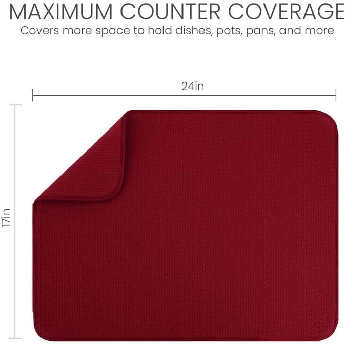 Bellemain XL Dish Mat 24" x 17" Microfiber Dish Drying Mat, Super absorbent - Image 2