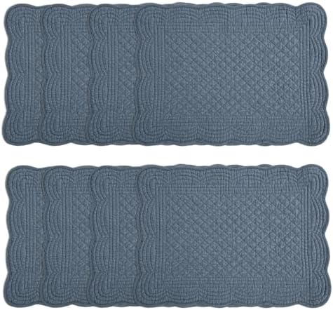 HOMBYS Quilted Placemats Set of 8 Washable-Rectangular Placemats for