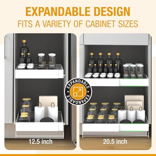 Expandable Pull Out Drawers for Cabinets(White): Kitchen and Pantry