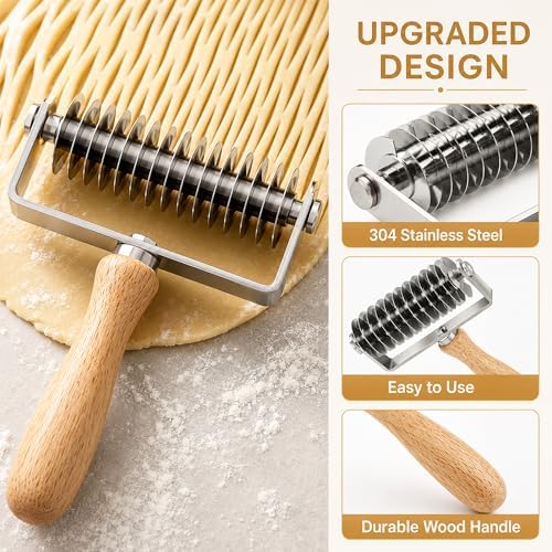 Pastry Lattice Roller Cutter, Stainless Steel Multi-Wheel Dough Cutter