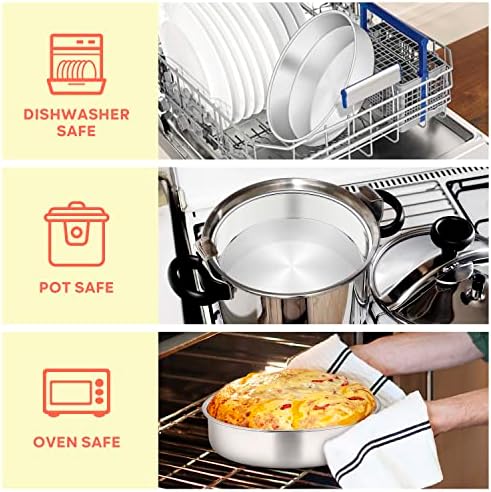 Herogo Cake Pan 6 Inch Round Set of 3, Stainless Steel Nonstick Layer