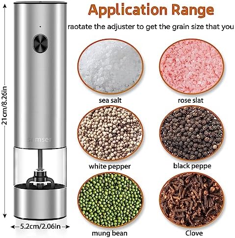 Electric Salt and Pepper Grinder, Stainless Steel