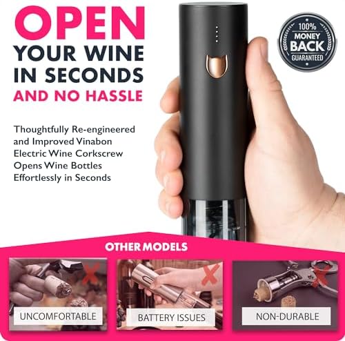 VINABON Electric Wine Opener - Updated 2026 One-Touch Automatic Wine