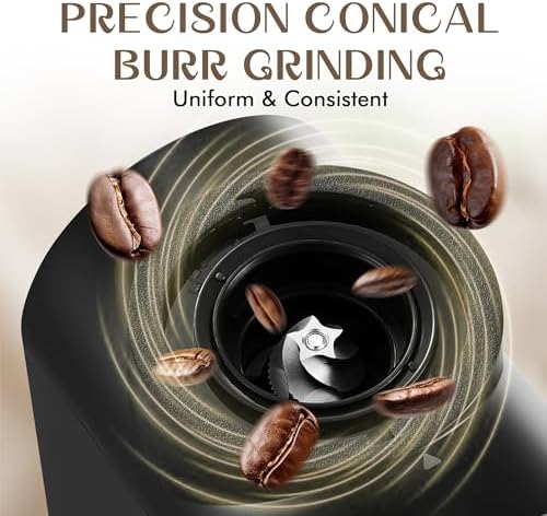 AYCHIRO Electric Conical Burr Coffee Grinder, 30 Settings, Black