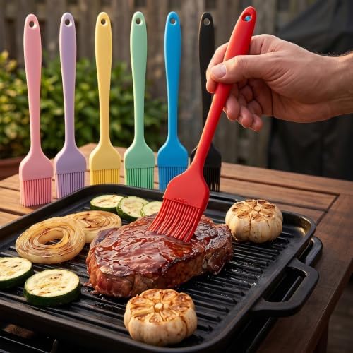 Silicone Basting Brush 7Pcs, Pastry Brush 7-Color, 600°F Heat