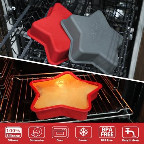 Webake 2Pcs Silicone Star Cake Pan 10 Inch Large Nonstick Star Shaped