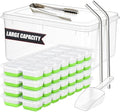 56pcs Ice Cube Tray with Lid and Bin – Stackable 4 Trays Plastic