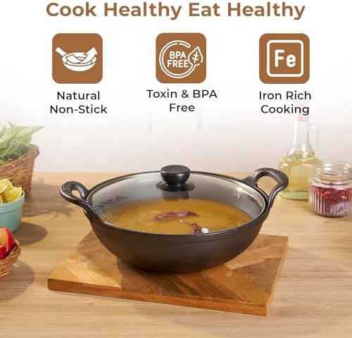 HomeEssentials Pre Seasoned Cast Iron Non Stick Cookware Set, 4pcs