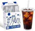 16 Oz 100 Pack Dispoable Cups with Lids and Straws