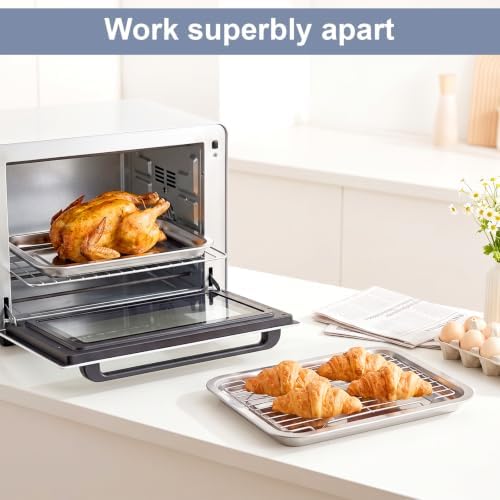 3 Set Baking Sheet Pan with Cooling Rack Set, Stainless Steel Quarter