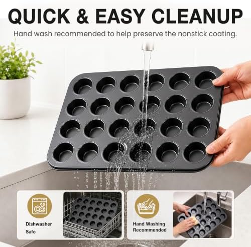 Parmedu 24 Cups Carbon Steel Muffin Pan Set with 200 Cupcake Liners, 1