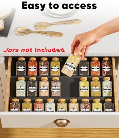 Spice Drawer Organizer, Spice Rack Tray for Kitchen Cabinet