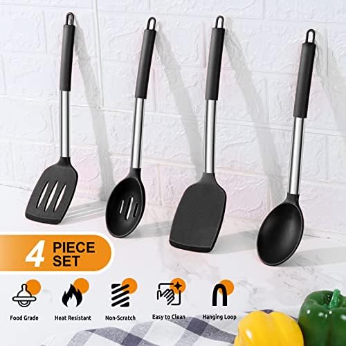 E-far Silicone Cooking Kitchen Utensils Set of 4 for Non-stick