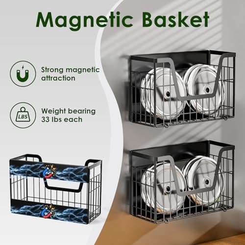 Magnetic Shelf for Fridge, Fruit Basket with 2 Hooks