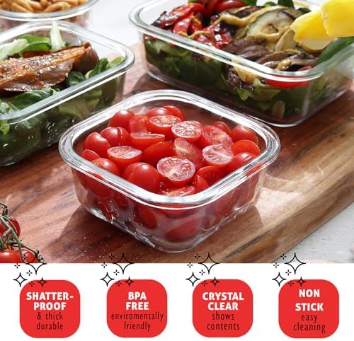 EATEX 16pc Glass Storage Containers with Lids